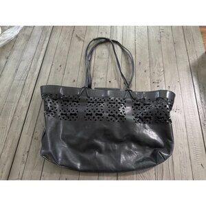 Beth Levine Black Soft Leather Tote Latice Design